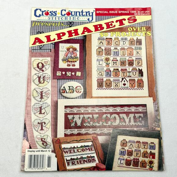 Vintage 1996 Cross Country Stitching Alphabets Magazine - Picture 1 of 6